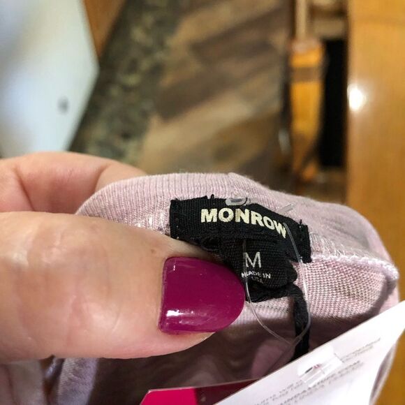 NWT MONROW Burn Out Oversized Crew Neck Tee Lavender - M - Picture 9 of 12